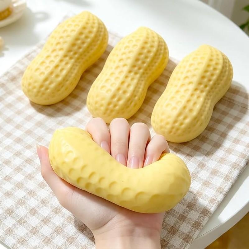 Peanut Squishy Toy (1pc), Food-Shaped Stress Relief Fidget, Large Non-Rebound, Soft Texture, Shapeable Fidget for Adults, Perfect Gift