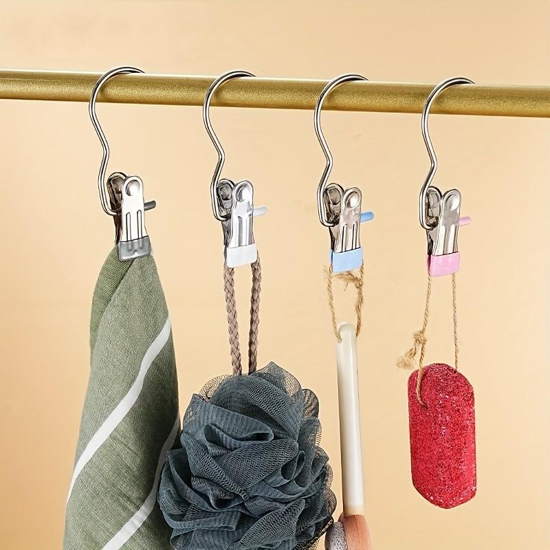 Pants, hats, socks clips 'clips with hooks, suitable for hanging heavy objects —— neat and space-saving pants racks, multi-functional household storage racks, 360° rotating portable storage clips, clothespins
