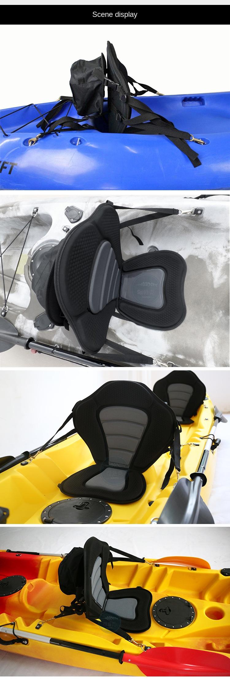 Set of Two Deluxe Padded Kayak Seats Designed for Sit-On-Top Canoes, Featuring Cushioned Back Support, a Detachable Storage Bag, And Four Adjustable Straps Suitable for Kayaking, Canoeing, Rafting, And Fishing