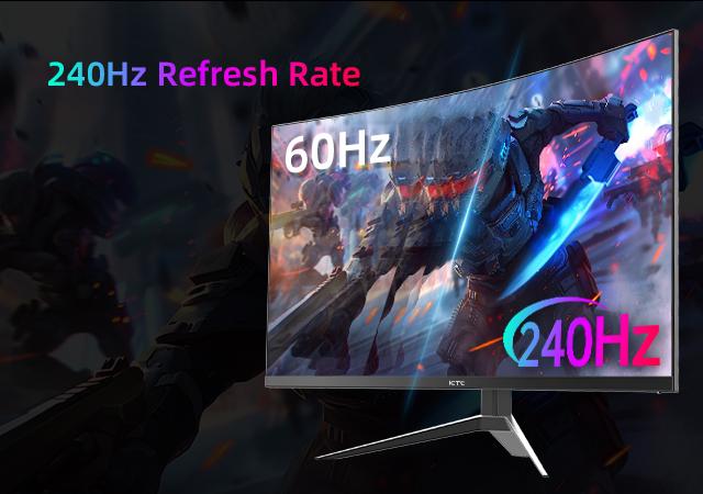 KTC 32'' 1920*1080p@240Hz HVA Curved 1500R Gaming Monitor, 125% sRGB Color Coverage, 1ms response time, Freesync/G-sync HDR10,HDMI/DP/USB Ports VESA,Tilt Adjustable,Black, H32S17F