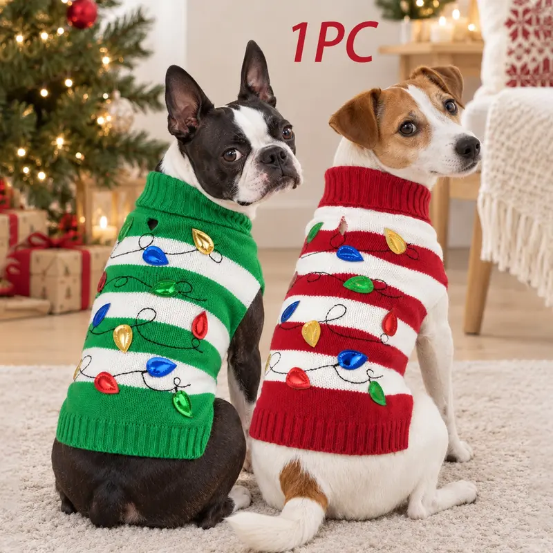Christmas Plaid Pet Sweater, Puppy Sweater, Soft Warm Fabric for Small Dogs & Cats, Festive Winter Apparel, Cozy Holiday Pet Clothes, Holiday Spirit