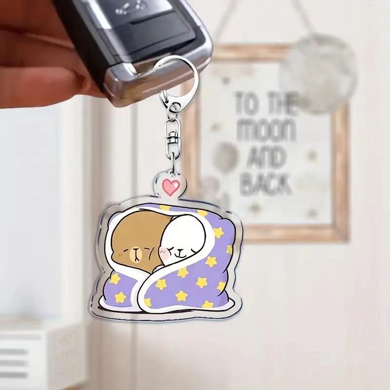 2D Anime Characters Cartoon Bears Cute Cloth Acrylic Keychains Animal Keychains Desktop Ornaments Exquisite Gifts for Anyone