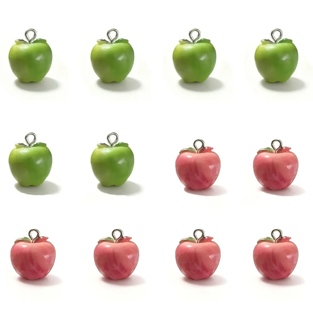 16pcs Cute Mini Apple-Shaped Fruit Pendants, Suitable for Jewelry Making Crafting. Ideal for Creative Gifts on Valentine'S Day, Mother'S Day, And Christmas