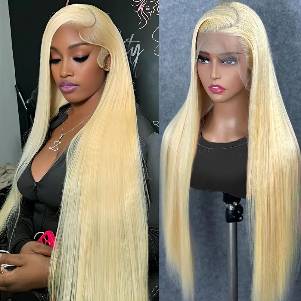 Dachic Hair 180% Density 13x6 HD Transparent 613 Blonde Straight Wigs 40 Inch Lace Frontal Hot Red Colored Remy Hair Wigs 99J Burgundy Wig Brazilian Blonde Body Wave Wig 13x4 Lace Front Ginger Blonde Hair Wigs
