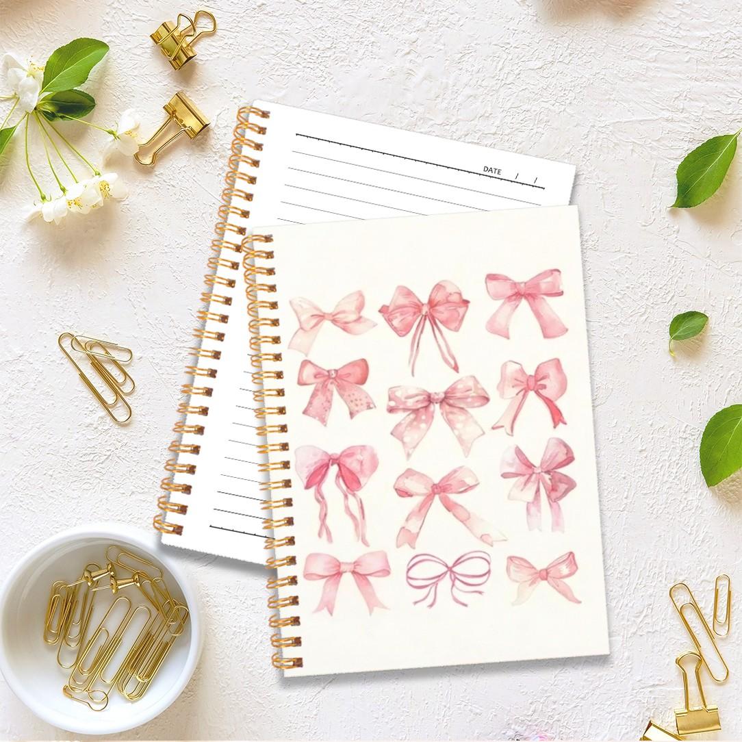 Butterfly Bow Notebook, Women's Aesthetic Journal, Fashion Office Supplies, 5.5x8.3 Inches, 50 Pages, School Stationery