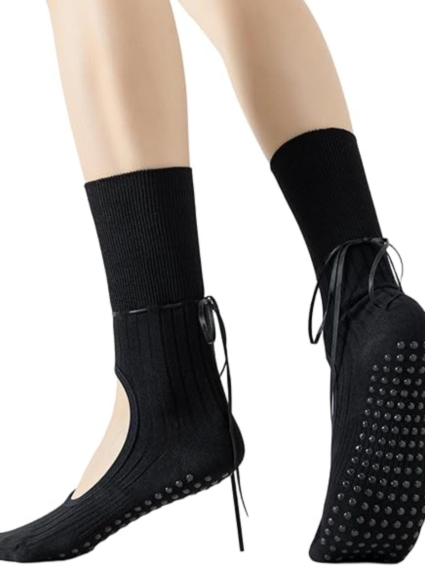 2 Pairs Anti-Slip Yoga Socks Set!Bow Open-Back Pilates Socks for Women, Non-Slip