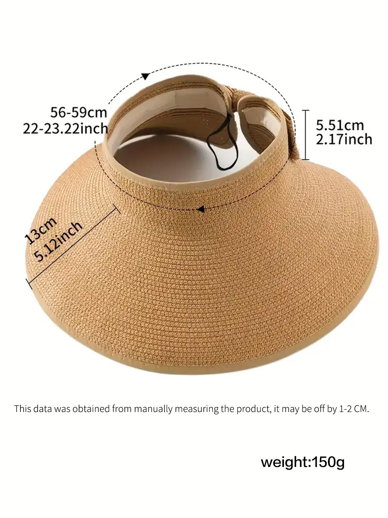 Women's Bowknot Design Straw Hat, Casual Summer Sun Braided Visor Hat for Women & Girls, Fashion Accessories for Travel Beach Vacation