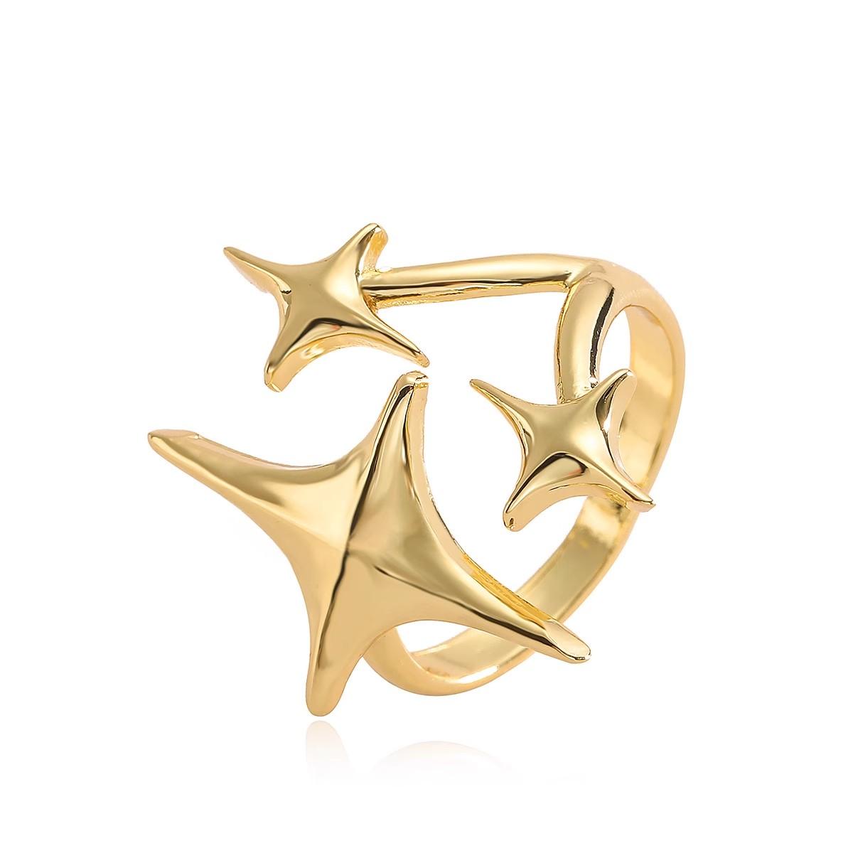 New Stainless Steel Y2K Cross Star Shape Rings for Women Hip Hop Punk Adjustable Couple Rings Minimalist Party Jewelry Gifts