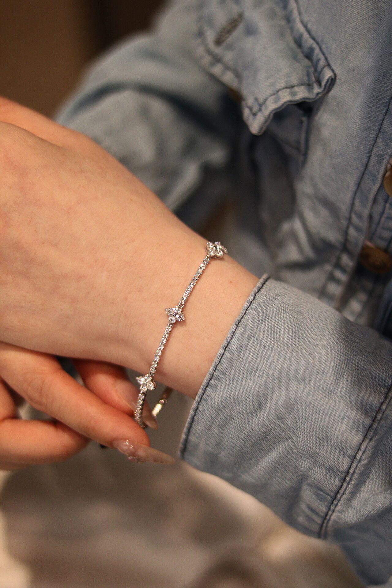 【#316 Lucky Clover】2.5CT Timeless Clover Synthetic Moissanite Bracelet in 925 Sterling Silver form Daily/Special Ocassions Gift for her Birthday/Anniversary SpringStatements