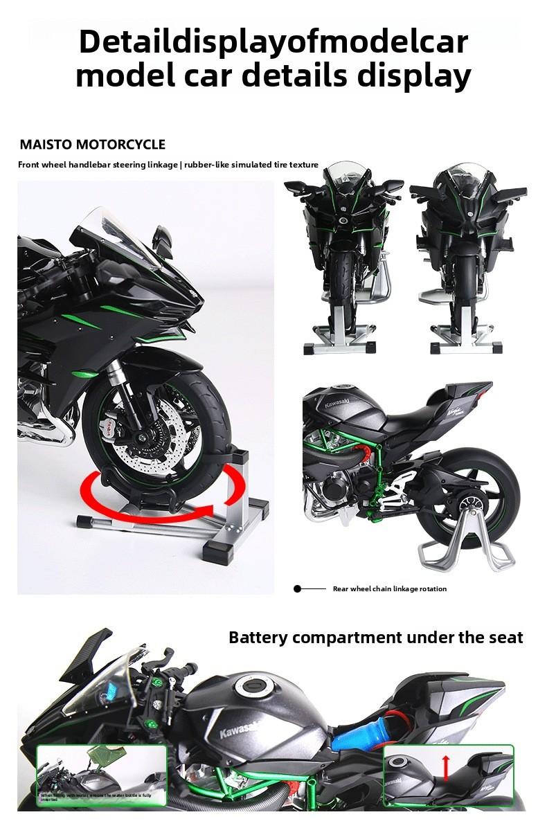 [Gift Set] Ready-to-use 1:9 Kawasaki H2R alloy motorcycle model simulation spray machine vehicle figurine as a gift