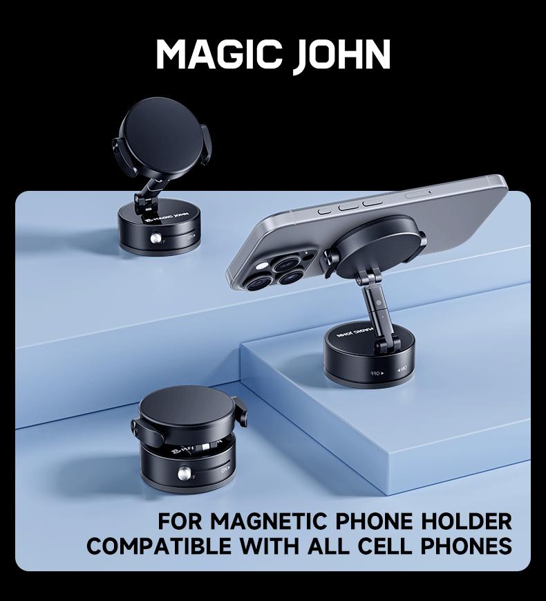 MAGIC JOHN Upgraded Magnetic Phone Holder with 360° Rotation, Strong Magnet, Foldable and Portable Design, Perfect for Cars, Glass, Gyms, and Other Smooth Surfaces MAGIC JOHN Upgraded Magnetic Phone Holder with 360° Rotation, Strong Magnet, Foldable and Portable Design, Perfect for Cars, Glass, Gyms, and Other Smooth Surfaces