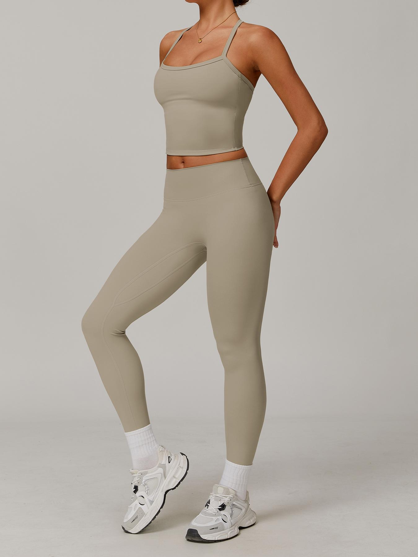 Women's Quick-Dry Yoga Vest Set, Tight-Fitting Fleece-Lined Workout Top & Long Pants, Outdoor Running Cycling Sportswear For Gym