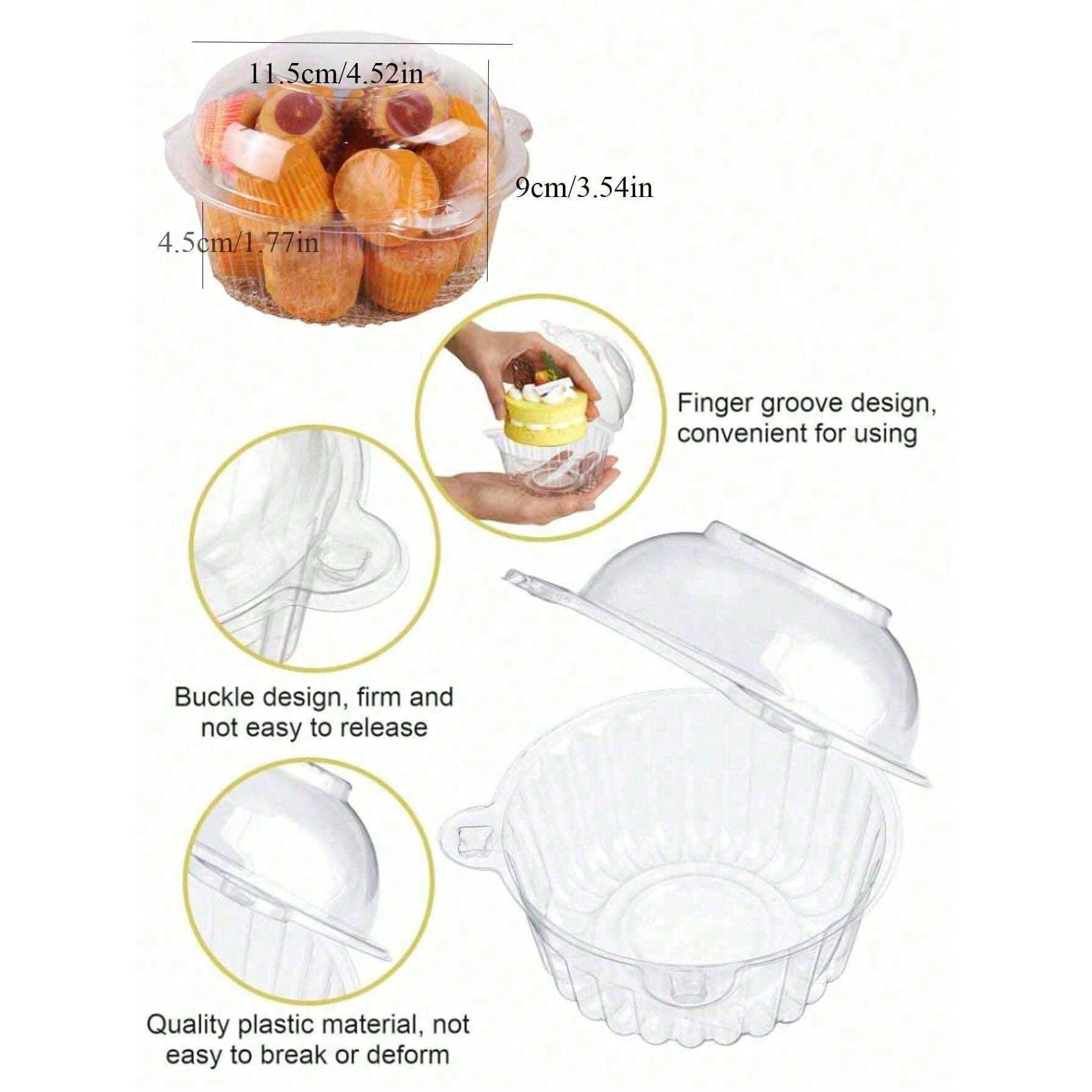 Clear Plastic Cake Cup Boxes, Disposable Stackable Cupcake Containers, Airtight Lid for Parties Weddings, 10-100pcs Set, Premium Cake Box
