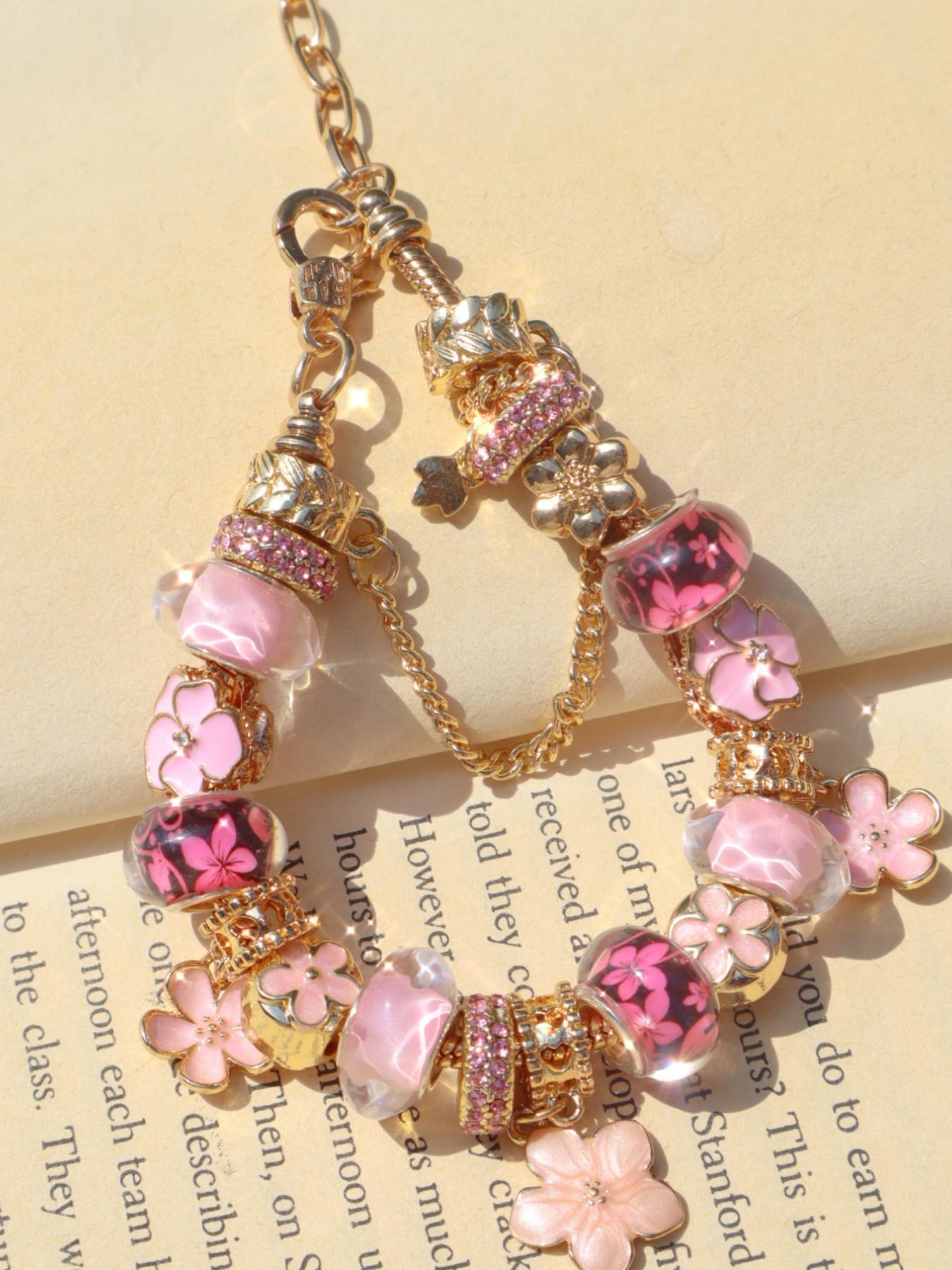 Vintage Cherry Blossom Charm Bracelet, Classic Flower Charm Bracelet, Best Friend Gift Bracelet, Elegant Jewelry Accessory