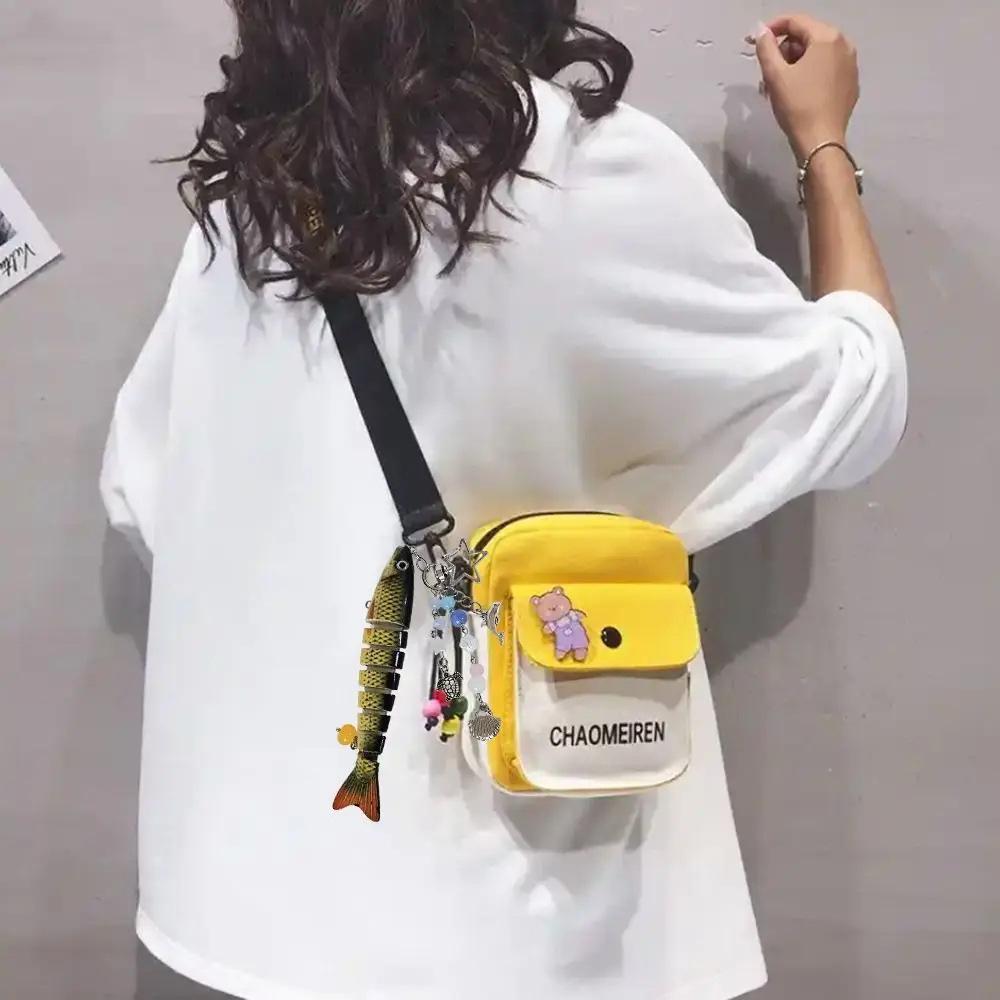 Novelty Fish Keychain, Fishing Enthusiasts Creative Bait Keychain, Jointed Design Fish Keyring with Beaded Charm, Realistic Lure Keychain for Bag Backpack, Good Luck Aesthetic Fish bag Pendant Trinket, Kawaii Keychain Style Accessory