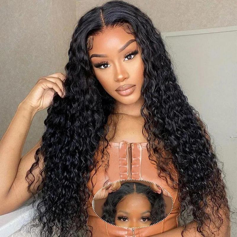 [Glueless Wig] 9x6 7x5 6x4 Pre-cut Wigs Deep Wave Human Hair Pre Plucked Pre Cut Lace Closure Wigs Ready and Go Deep Wave Curly Lace Closure Wigs for Women Wet and Wavy Natural Hairline