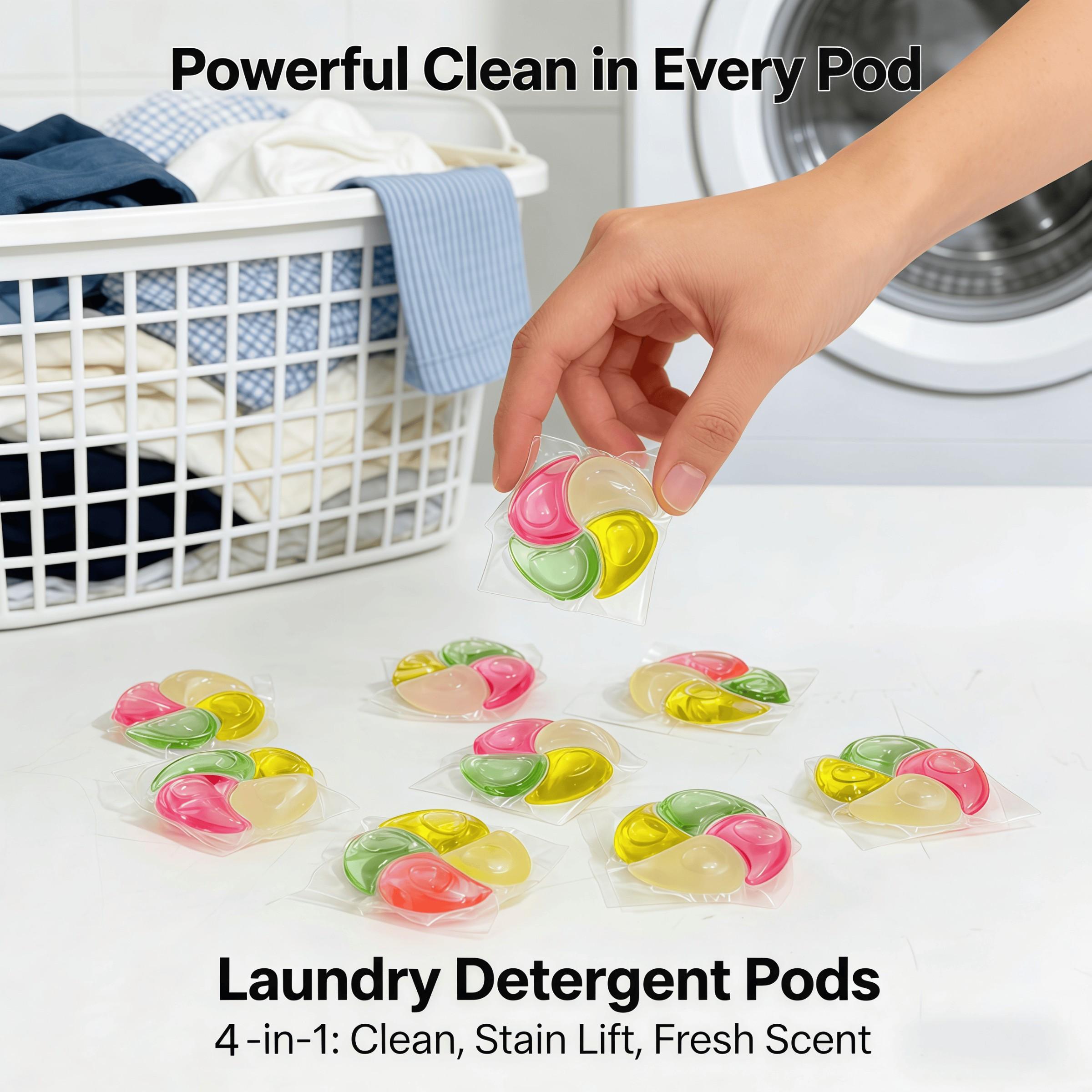 4-In-1 Laundry Beads, 10/30/50 Count, Upgrade Version, 12g, Long-Lasting, Travel-Friendly, Eco-Friendly, Softening, Stain Removal, Odor Control