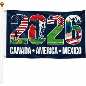 🔥World Cup 2026 Outdoor Flag, Soccer Fans Banner, International Country Flag and Trophy Showcase, 59x35in Yard Sign (D)