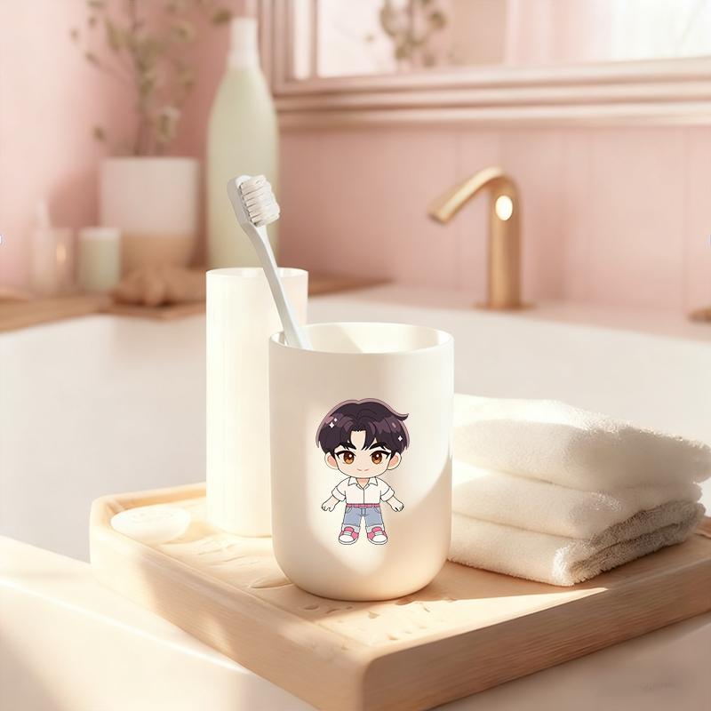 1pc mouthwash cup, cartoon pattern printing, durable bathroom toothbrush cup, wash cup, toothbrush holder, bathroom storage, bathroom water cup, brushing cup, Christmas Valentine's Day gift for students back to school (only cups are sold)