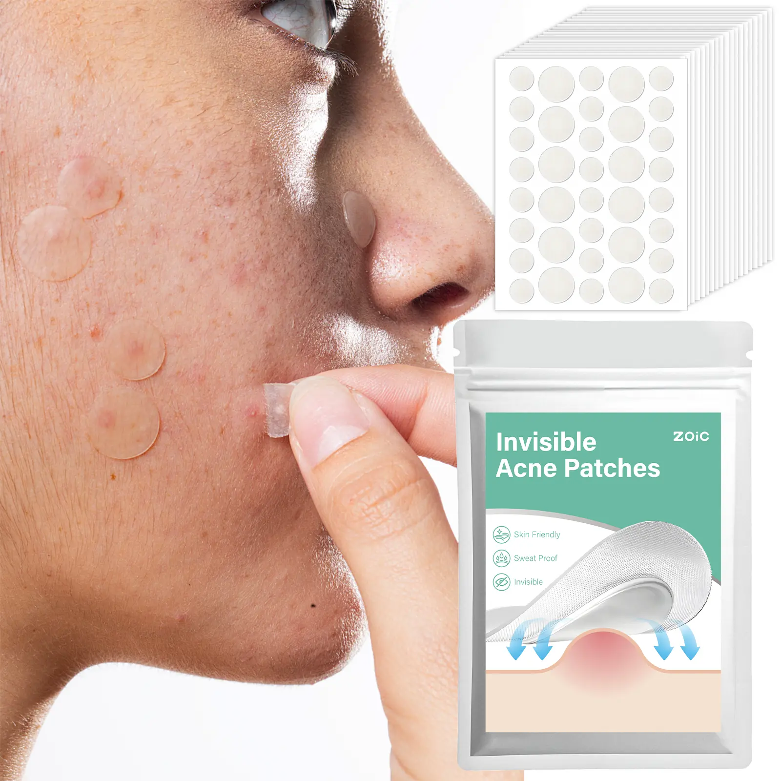 Invisible Hydrocolloid Pimple Patches - Adhesive Acne Care Spot Treatment, Skin-Friendly Sweat-Proof Blemish Cover Stickers for Face, Sensitive & Oil-Prone Skin Repair, PABA-Free Skincare Tool