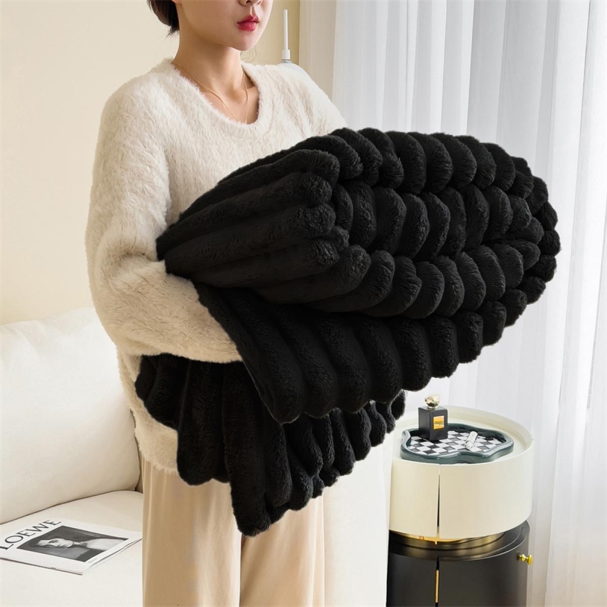 Faux Rabbit Fur Soft Fleece Blanket, Soft Fluffy Blanket, Warm & Cozy Throw Blanket, Versatile All-Season Gift for Home, Office & Travel, Available in Twin/Full/Queen/King Sizes