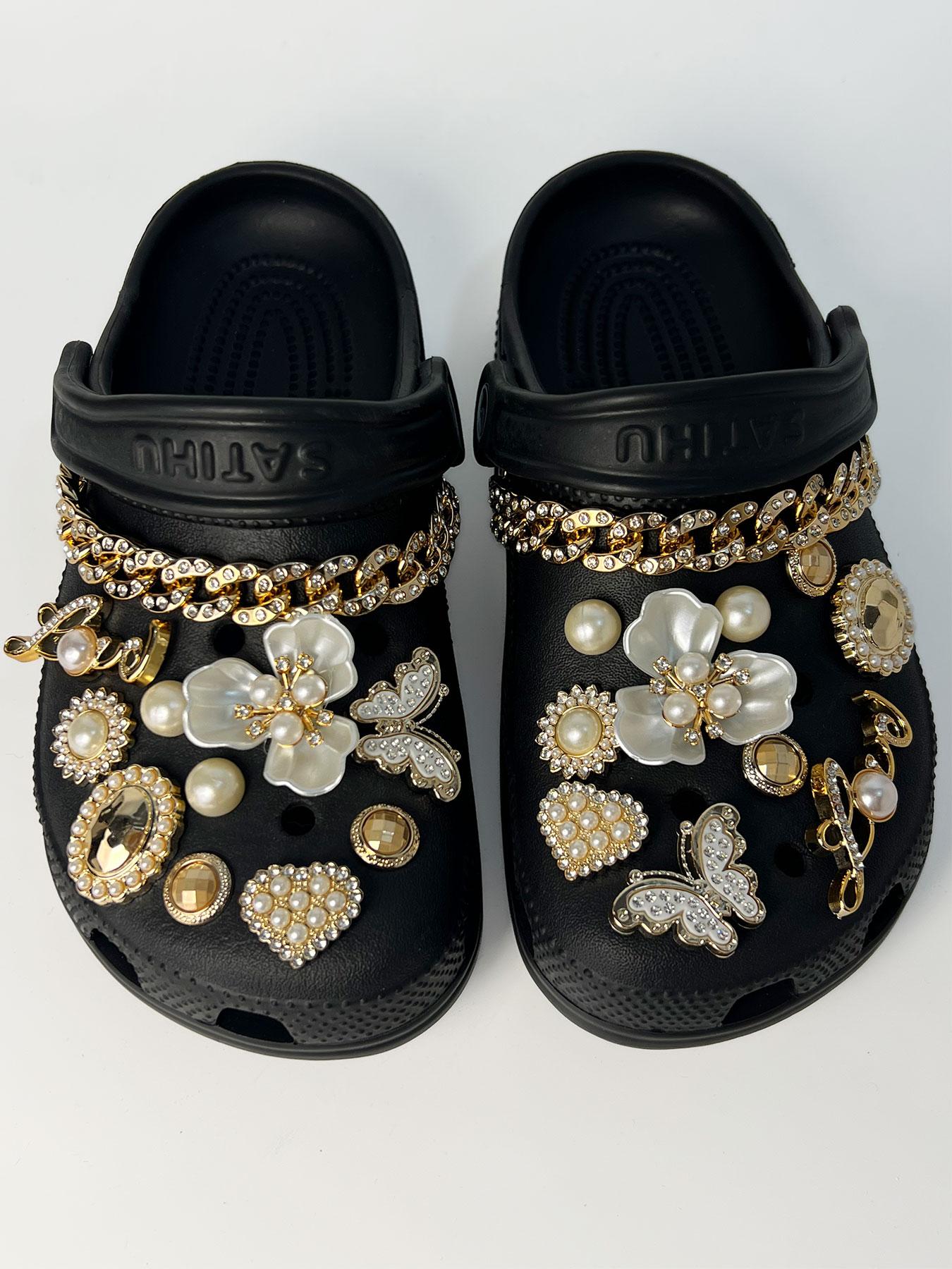 Fashionable Flower & Chain Design Shoe Charms, Elegant Shoe Decoration for Women & Girls, Shoes Accessories for Clogs