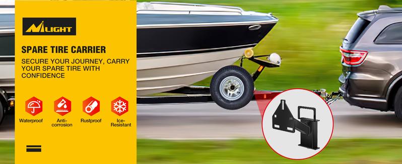 Nilight Spare Tire Carrier Mount Stake Pocket Boat 3-Nuts Trailer Bracket Utility Trailer Accessories Fits 4 & 5 & 6 Lugs Trailer Wheels on 4" 4.5'' 4.75'' 5'' 5.5''and 6'' Bolt Patterns 150 Lbs Outdoor Vehicle dealsforyoudays