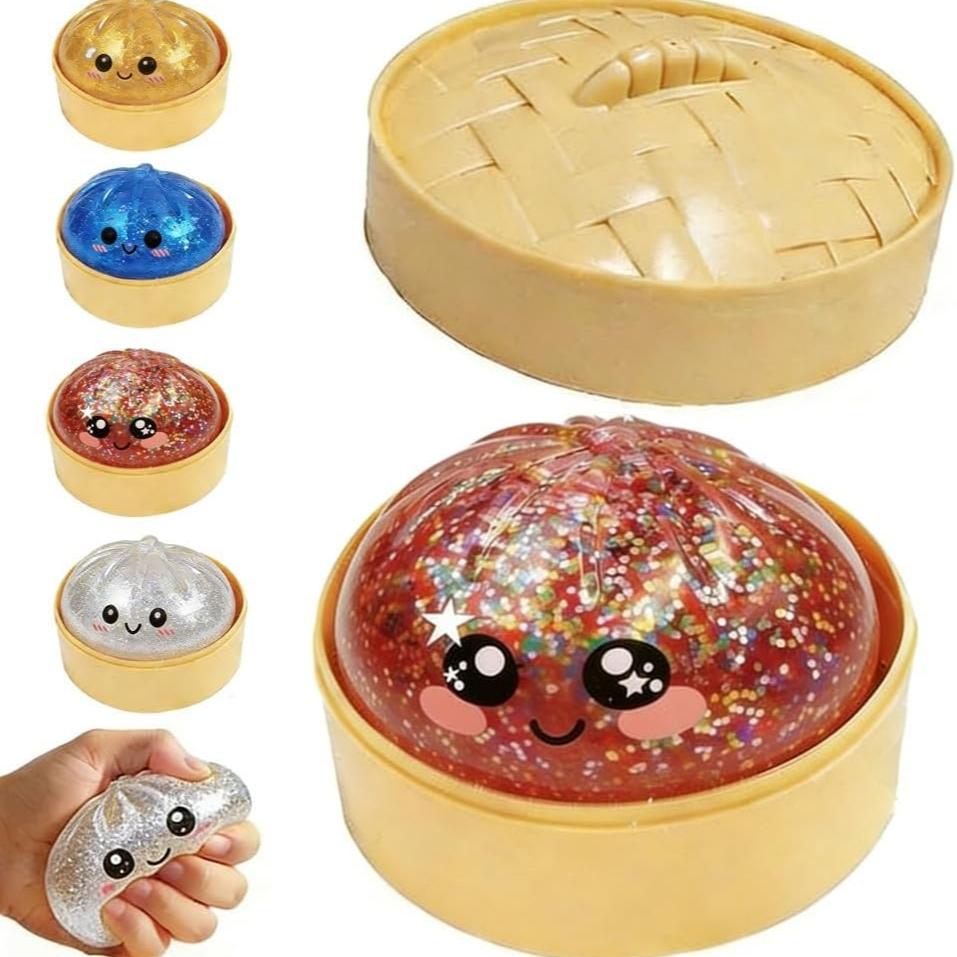 Upgrade Soft Dumpling Toy, Colorful Smiley Steamer Basket Big Baozi Squeeze Ball, Squishies, Stress Relief Fidget, Stress Relief, Perfect for Play, Party, Alone Time