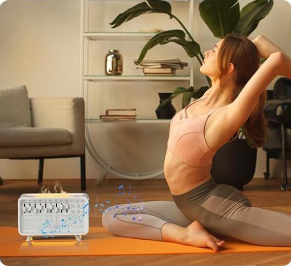 White Noise Flame Diffuser Bluetooth Speaker White Noise Aromatherapy Humidifier Night Light Combination Of 8 Group Nature Sound Sleep Aid Customized Gifts