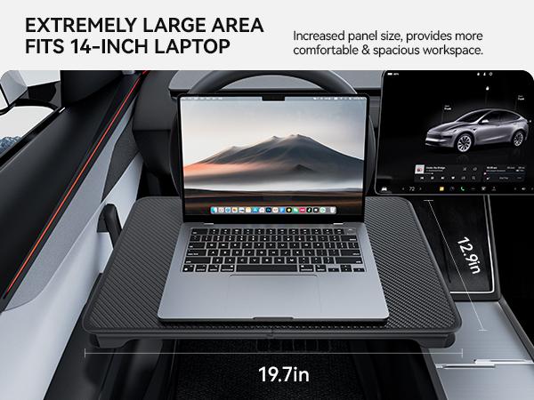 YONZEE 2-in-1 Car Steering Wheel Desk Tray & Car Seat Gap Filler Organizer – Foldable Carbon Fiber Look Table for Laptop, Eating Food, Writing – for Standard Round Steering Wheels
