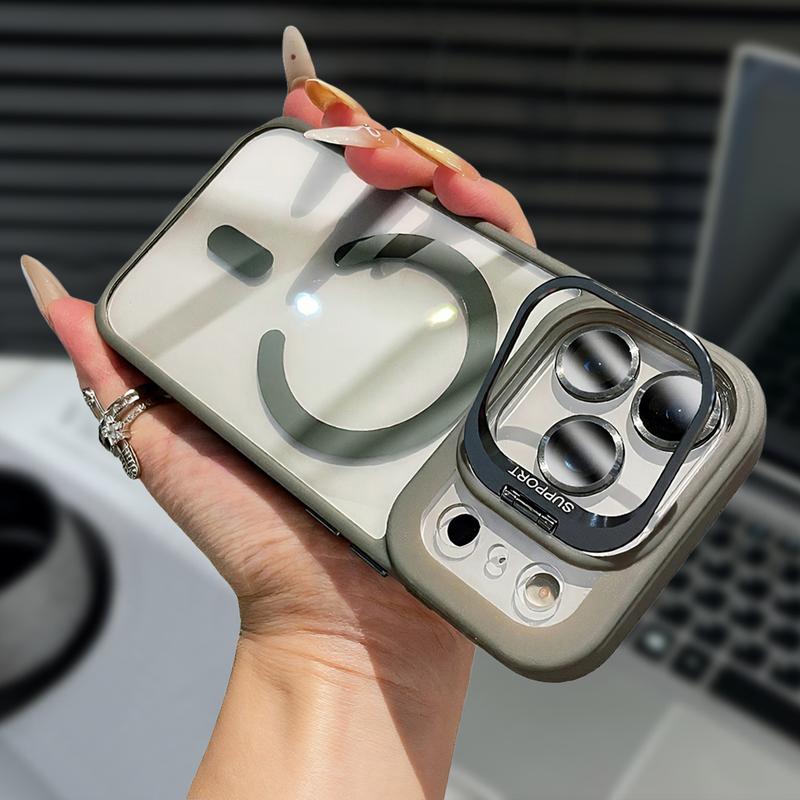 Shockproof Mag Safe Case For iPhone 17 Pro Max 16 15 14 13 12 11 Military Grade Drop Built-in Lens Kickstand Slim Protective Shockproof Transparent with Wireless Charging Phone Case Camera Lens Protector