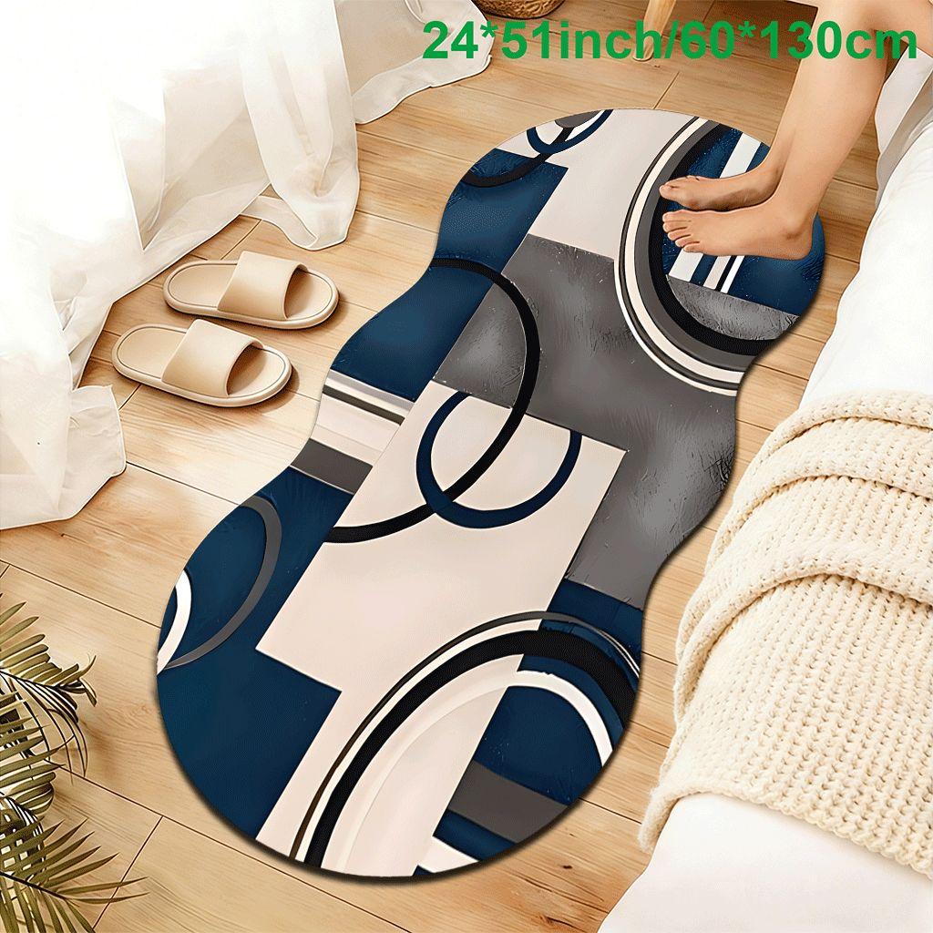 Boho Rainbow Stripe Velvet Carpet, Non-Slip, Ideal for Bedroom, Room, Entryway, Bathroom, All Seasons, Durable & Easy Care