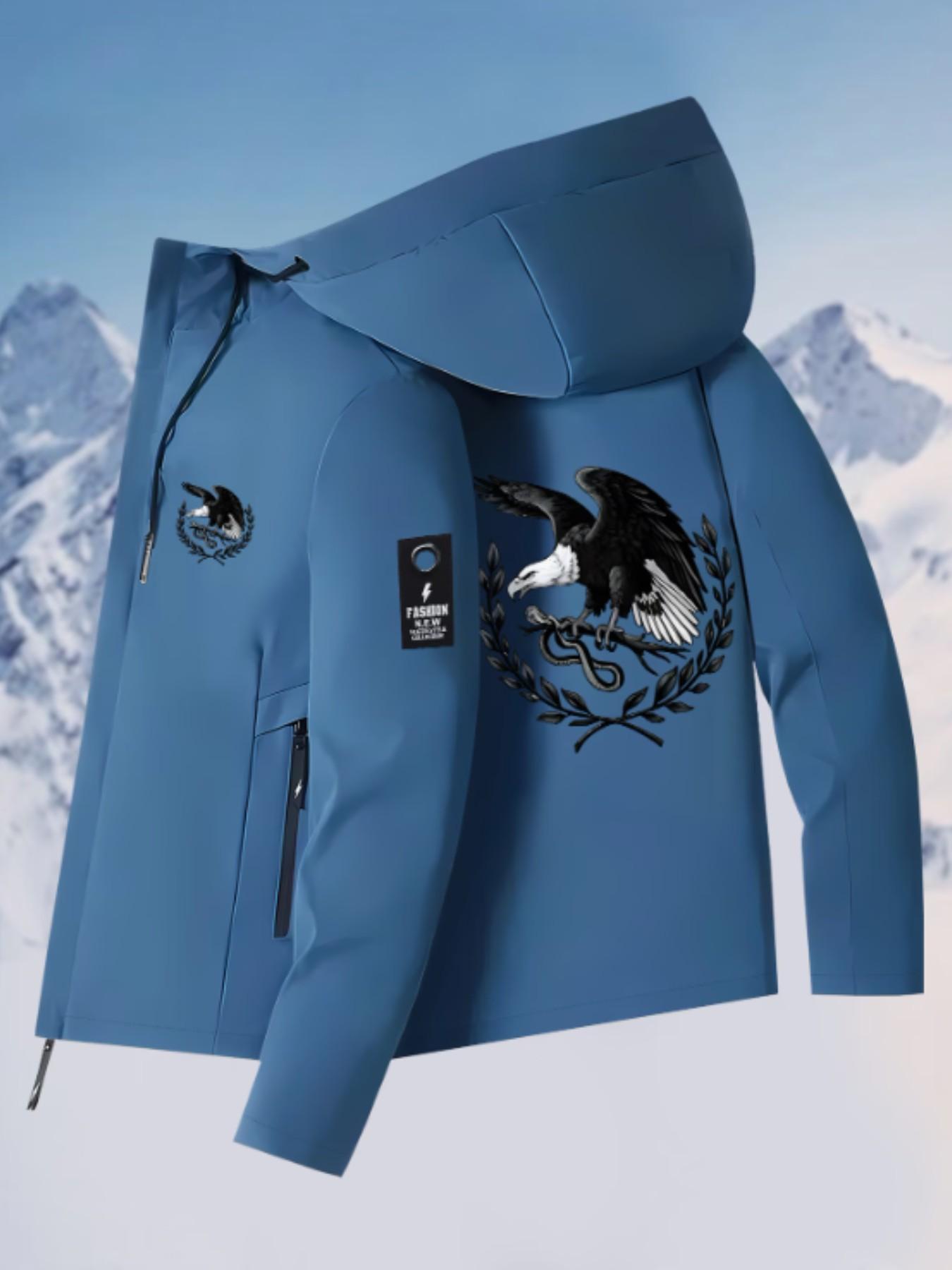 Spring Autumn New Couple Windbreaker, Eagle Snake Print, All-Season Outdoor Hiking Jacket, Long Sleeve Fitted Outerwear for Men and Women