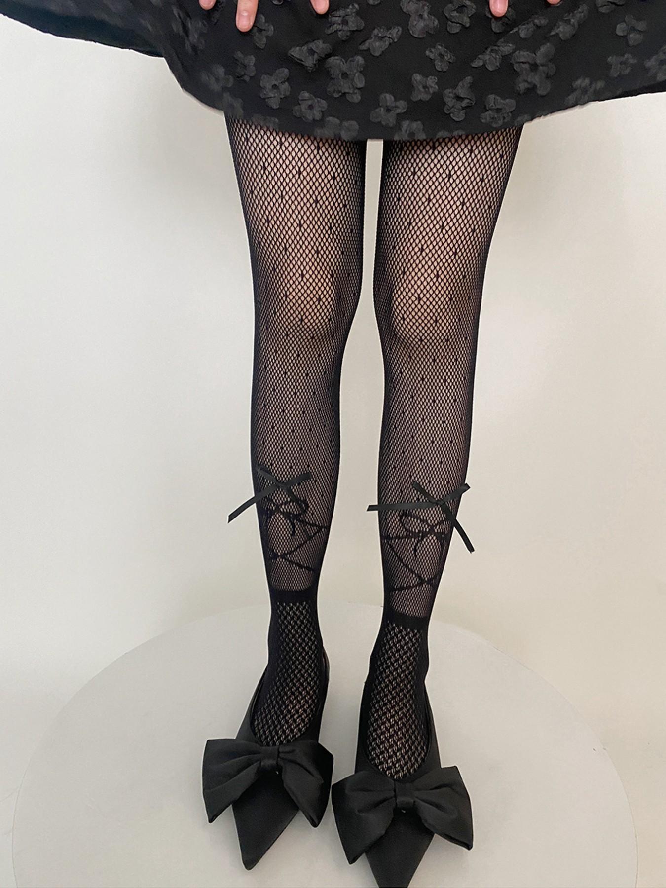 Jk Bow Mesh Stockings, Lolita Summer Thin Underwear Socks, Versatile Slimming Silk, Boho Style, Fitted Design