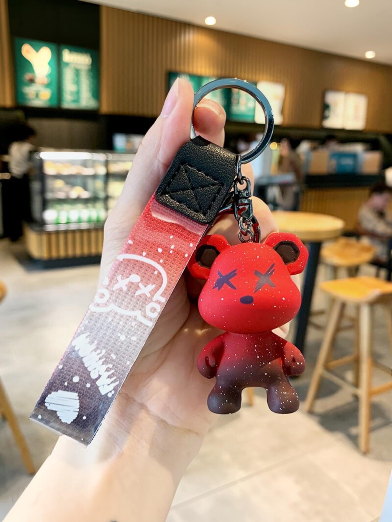 Creative Color-Changing Bear Keychain, Cute Cartoon Couple Car Key Ring, Bag Pendant, Small Gift, Perfect for Friends, Holiday Present