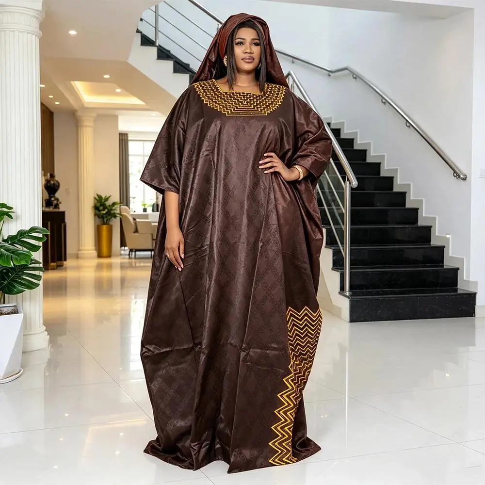 Plus Size African Clothes for Women 2026 New Dashiki Ankara Embroidery Bazin Boubou Robe Muslim Wedding Evening Party Long Dress