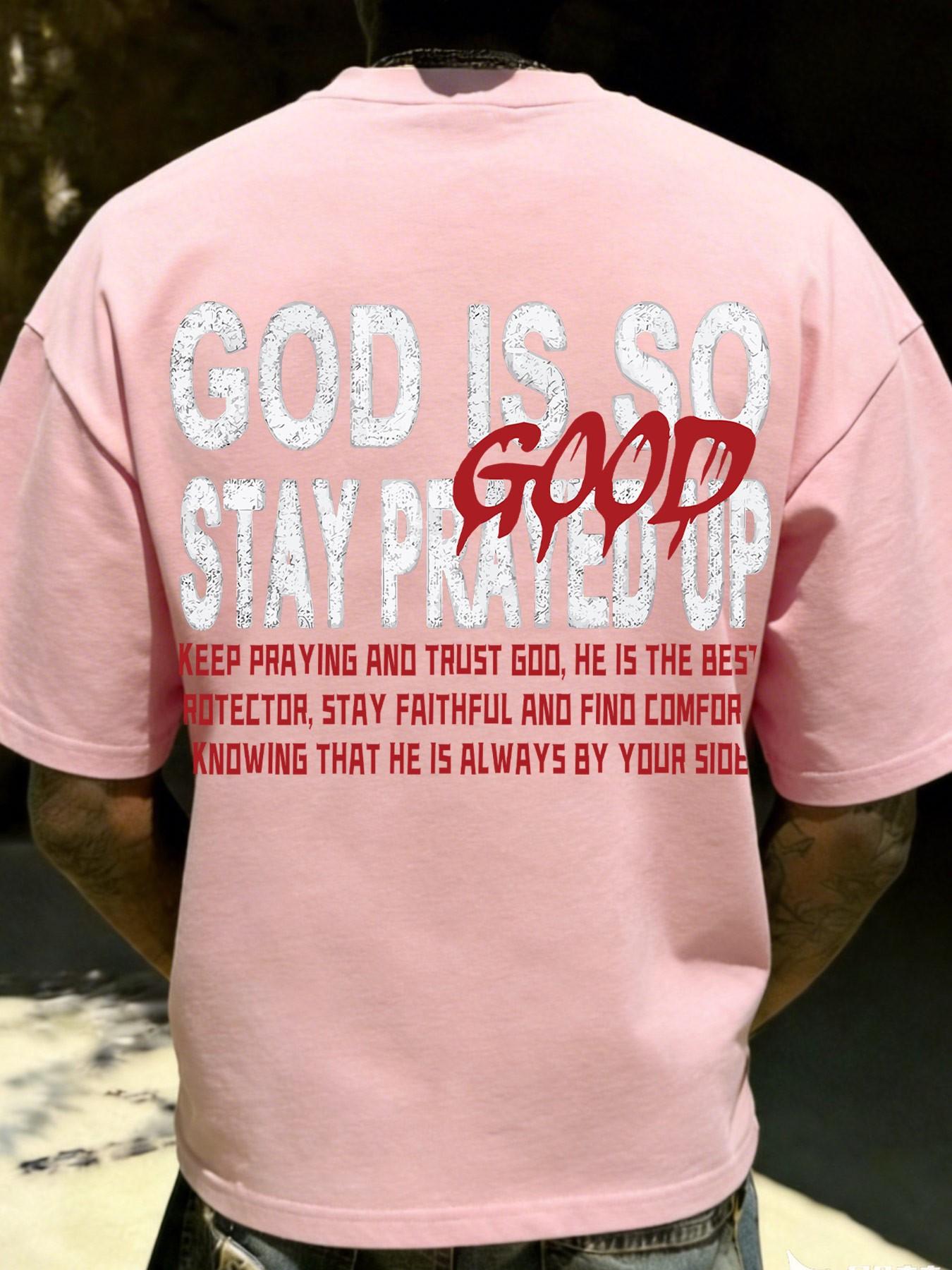 God Is so Good Faith Theme Print American Retro Style Short Sleeve T-Shirt, Casual Loose-Fitting Apparel, Without Collar and Button