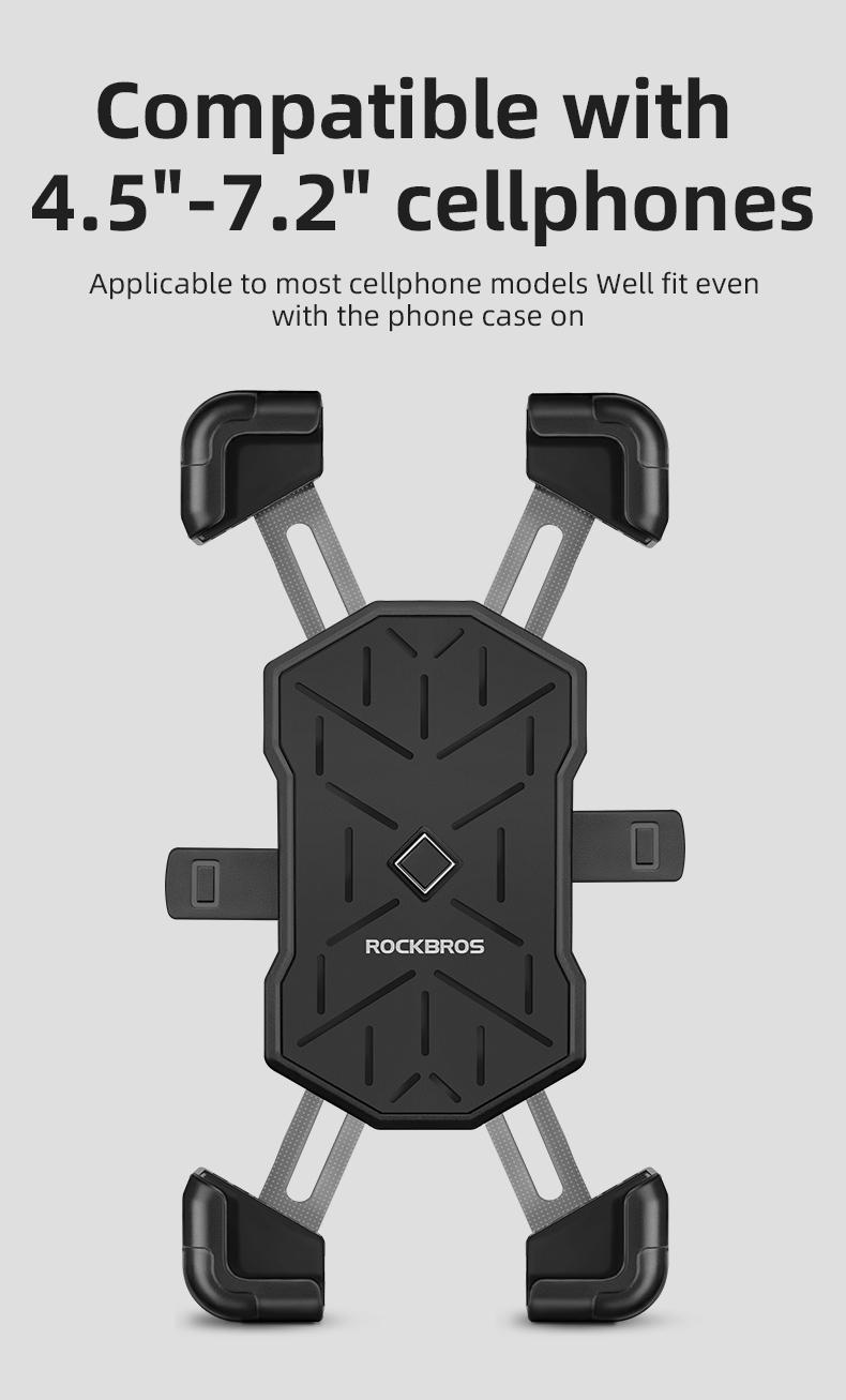 ROCKBROS Bike Phone Holder Mount, for 4.5''-7.1'' Phones, Quick Release Bike Phone Mount Handlebar Clamp, 360° Rotatable Bike Phone Holder