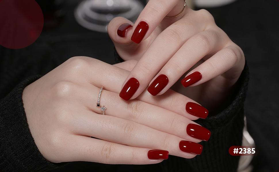 GAOY Red Collection Gel Nail Polish Set, 6 Colors Burgundy Cherry Dark Red Jelly Glitter Soak Off UV Light Cure Gel Polish Kit for Salon and Nail Art DIY at Home