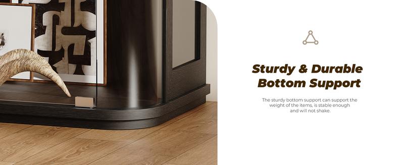 BROTTAR Large Display Cabinet with Glass Door, 4-Tier Curio Cabinet with 3 Color Lights for Collectibles, Glass Display Case with Transparent Full-Display Surface, Human Body Sensor, Black/White BROTTAR Large Display Cabinet with Glass Door, 4-Tier Curio Cabinet with 3 Color Lights for Collectibles, Glass Display Case with Transparent Full-Display Surface, Human Body Sensor, Black/White