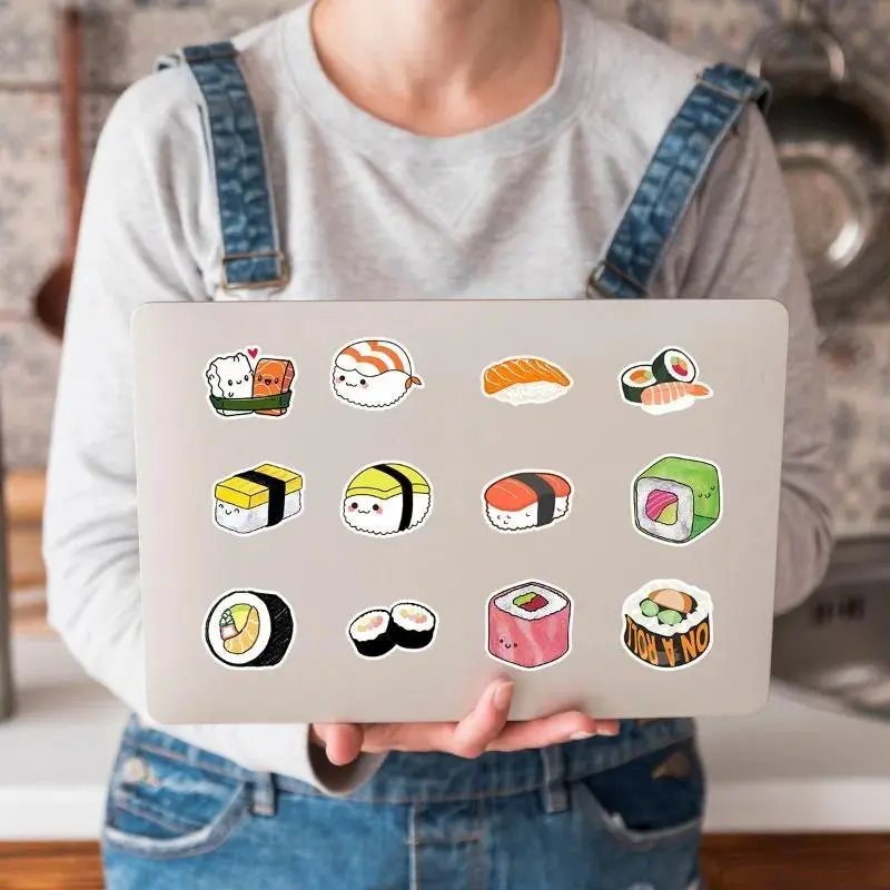 50pcs Sushi Cartoon Suitcase Water Cup Guitar Car Scooter Stationery Refrigerator Mobile Phone DIY Decoration Decals