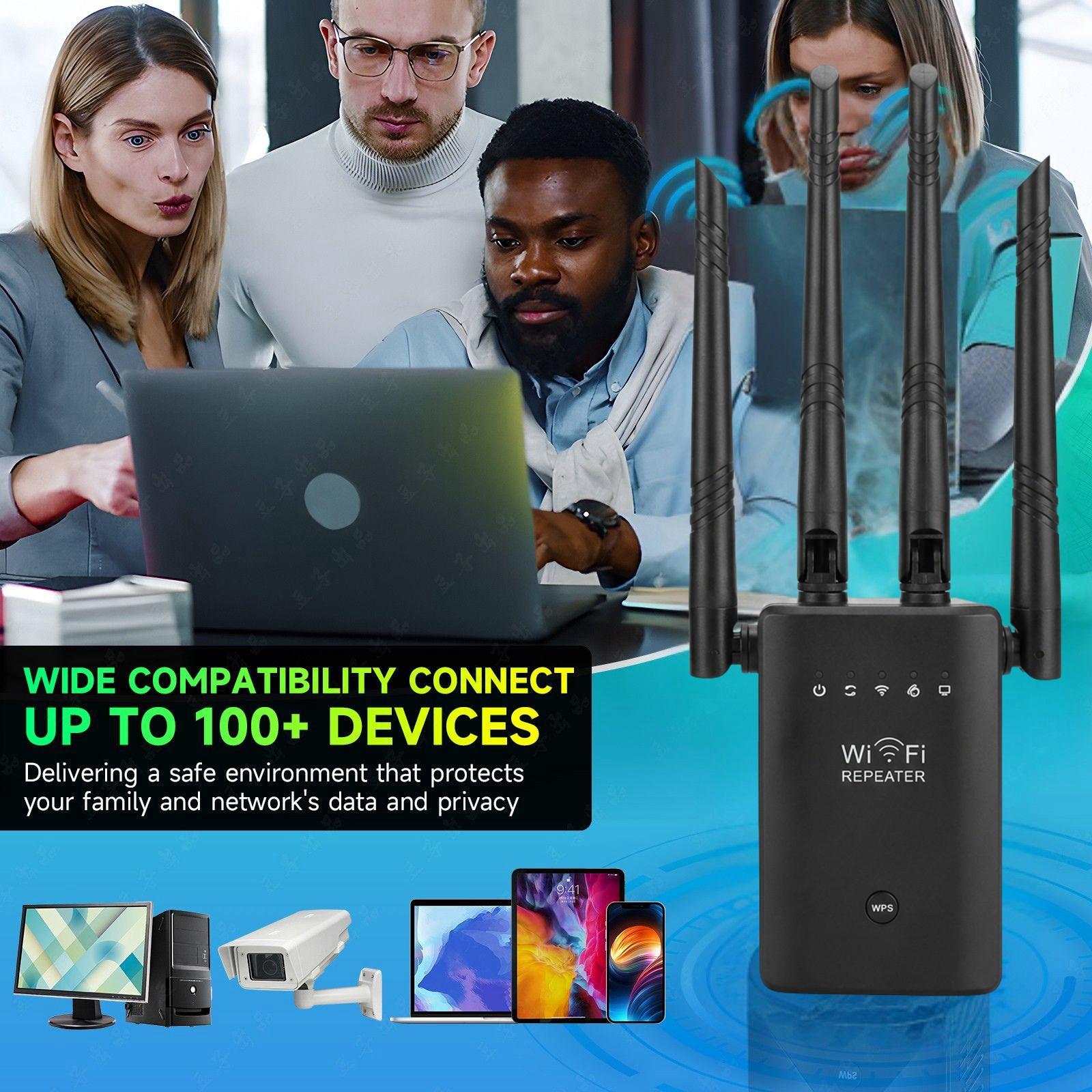 WiFi Extender, Enterbon Wi-Fi Booster, Covers 9000 Sq. Ft, Supports 35 Devices, Includes Ethernet Port, Easy Setup