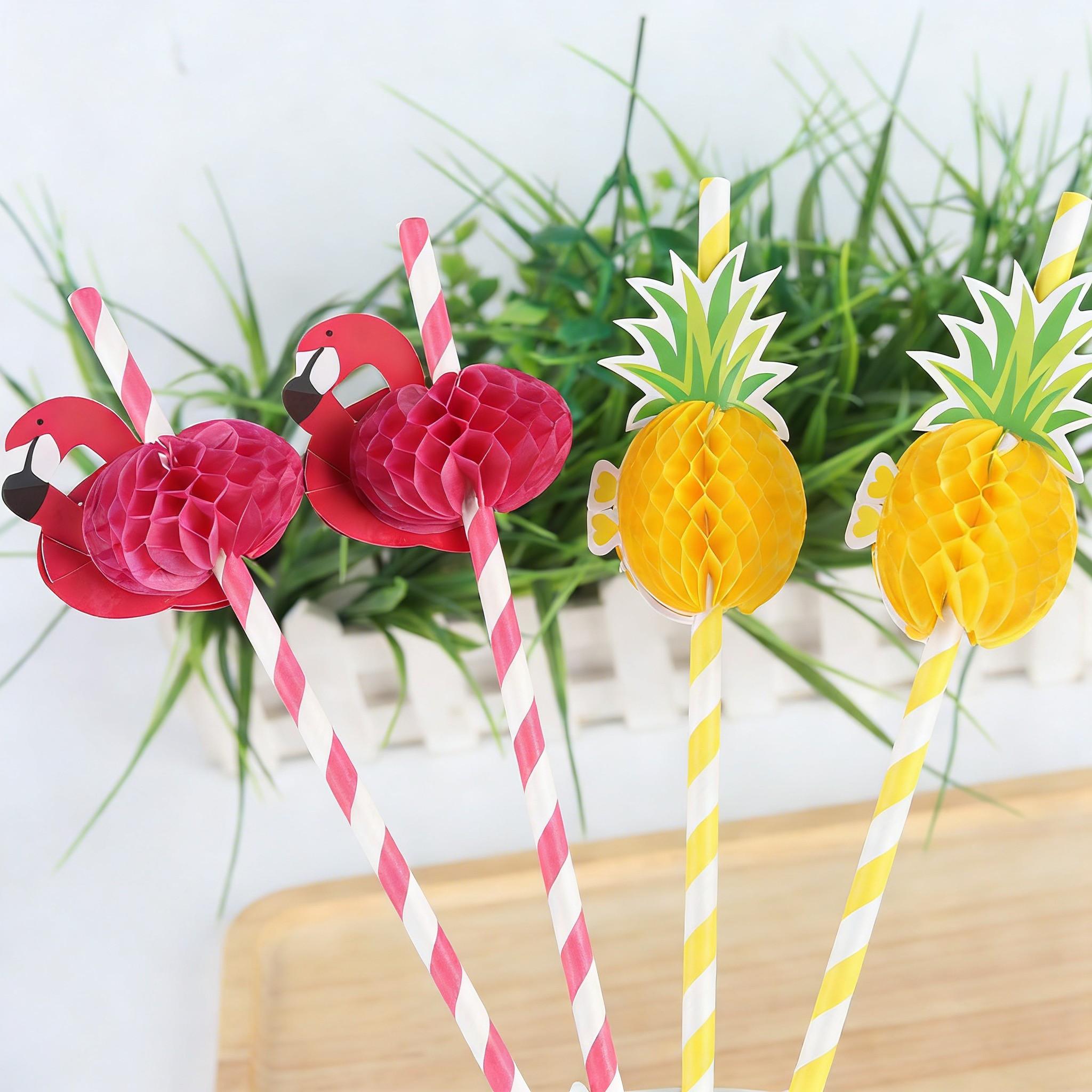 10/20/30/50pcs Disposable Biodegradable Paper Straws, Food Grade Party Decorations, Dessert Juice Drink Creative Shapes