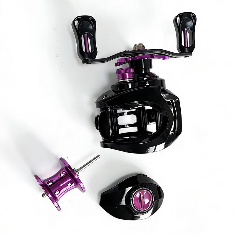 Carbon Fiber Handle Baitcasting Reel with Bite Alarm, Dual Brake System, 7.2:1 High Speed 5KG Max Drag Fishing Reel for Saltwater Freshwater