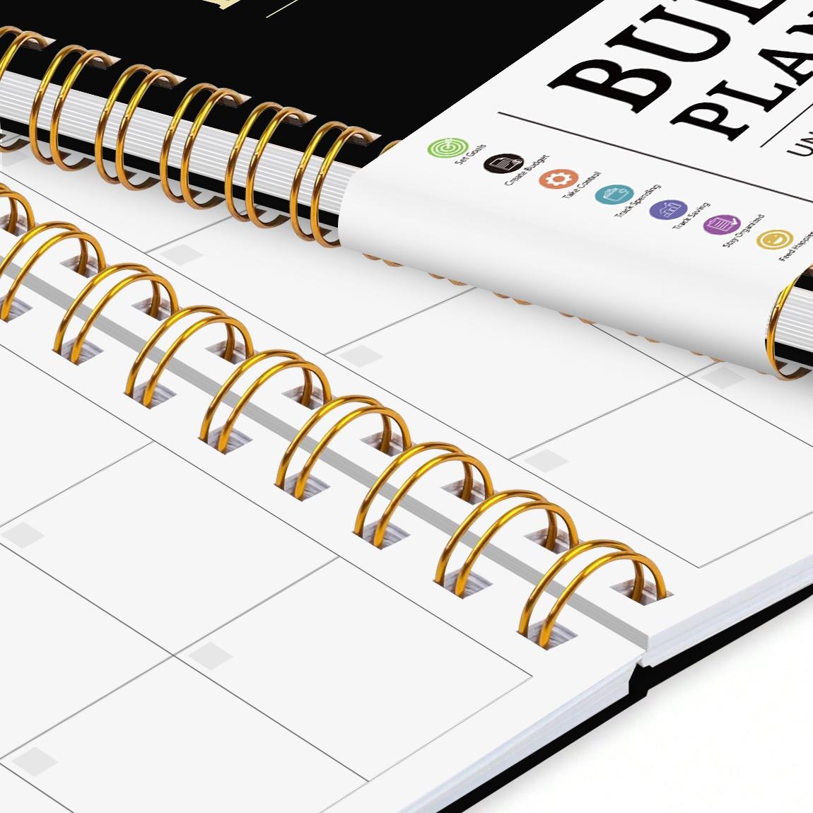 Spiral Bound Budget Planner Notebook, No Date Financial Management Ledger, Monthly Budget Savings Debt Tracker, Includes Expense Stickers