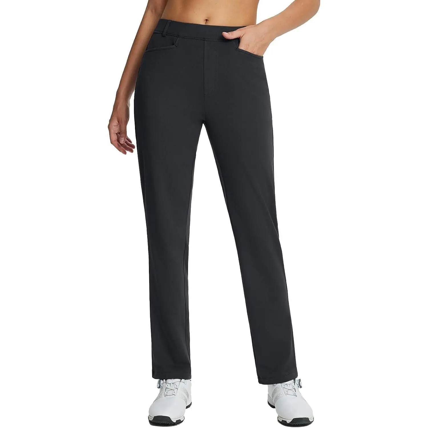 Womens Fleece Lined Pants Winter Waterproof Thermal Golf Travel Pant | 27/29" Straight Leg with Belt Loops, Stretchy fabric, Warm Fleece Lined with Pocket, Idea for Work, Outdoor and Casual Wear