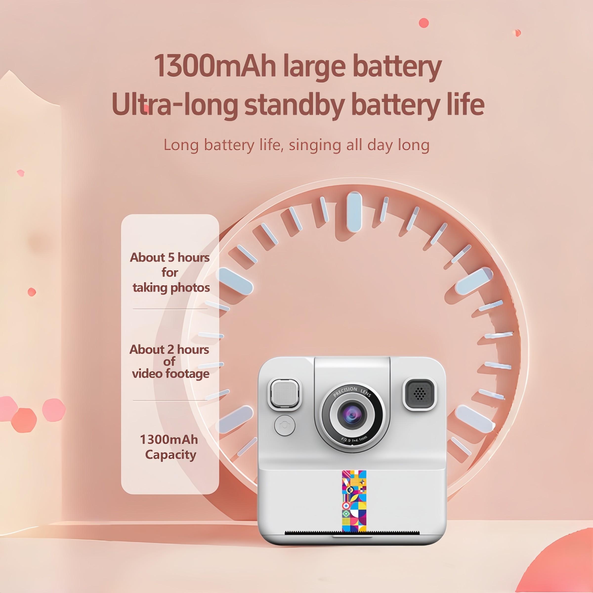 【New Camera Model】Mini Handheld Instant Camera | Photo + Print 2-in-1 | 1300mAh Long Battery Life | Supports TF Card up to 32GB | 2.4" IPS HD Screen | Flip Lens | Birthday Gift for Kindergarten & Primary School Students | Thermal Printer – Print as You Sh