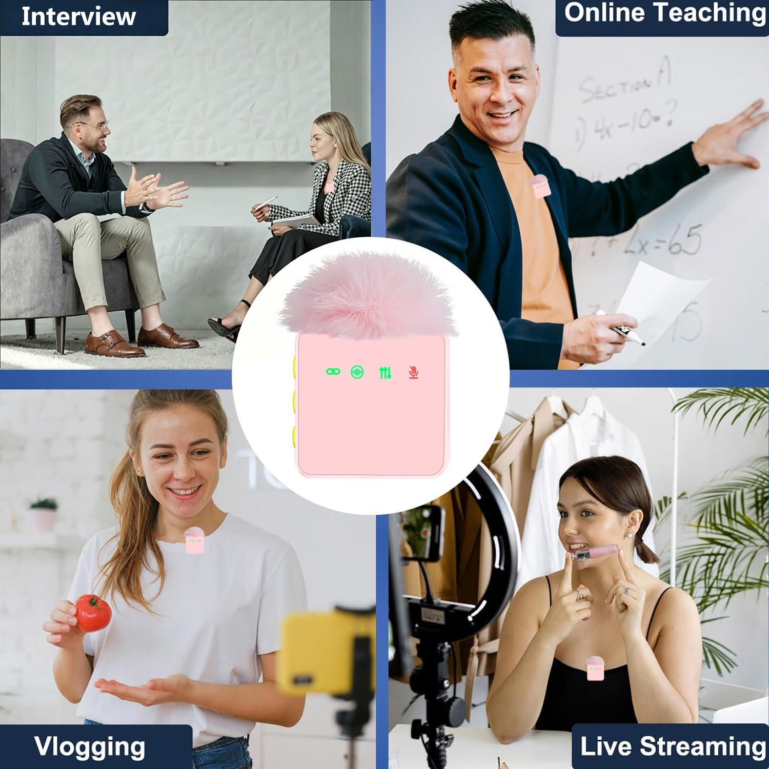 Lavalier Microphone Lapel Mic Noise Cancelling Mic Portable Compact Recording Clip On Microphone For Smartphone Camera Live Streaming Interview Podcast Vlog Video Recording Outdoor Indoor Audio Recording Equipment Noise Canceling Mics