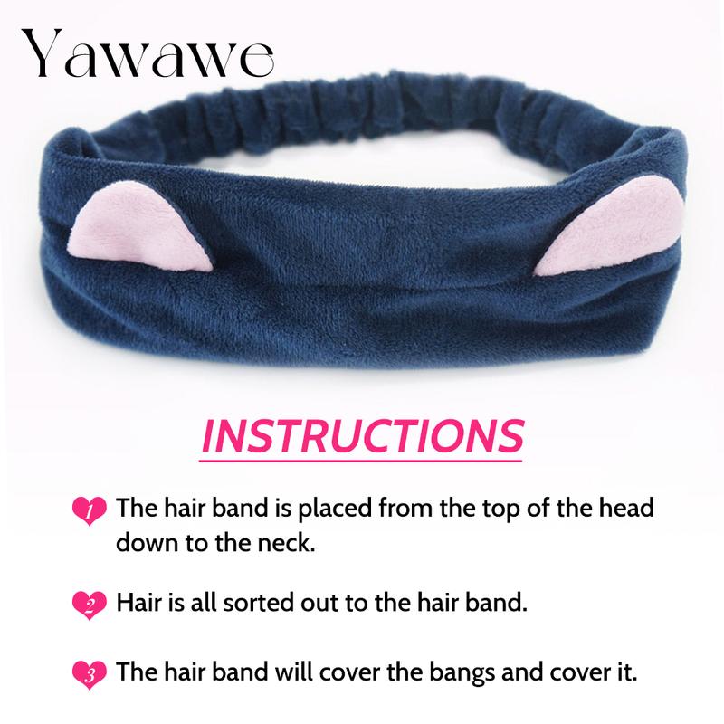 Ywawe Hair Accessories Super Soft Cat Suit for Human Hair Ear Headband & Duck Billed Clip Cute Hairpin for Women