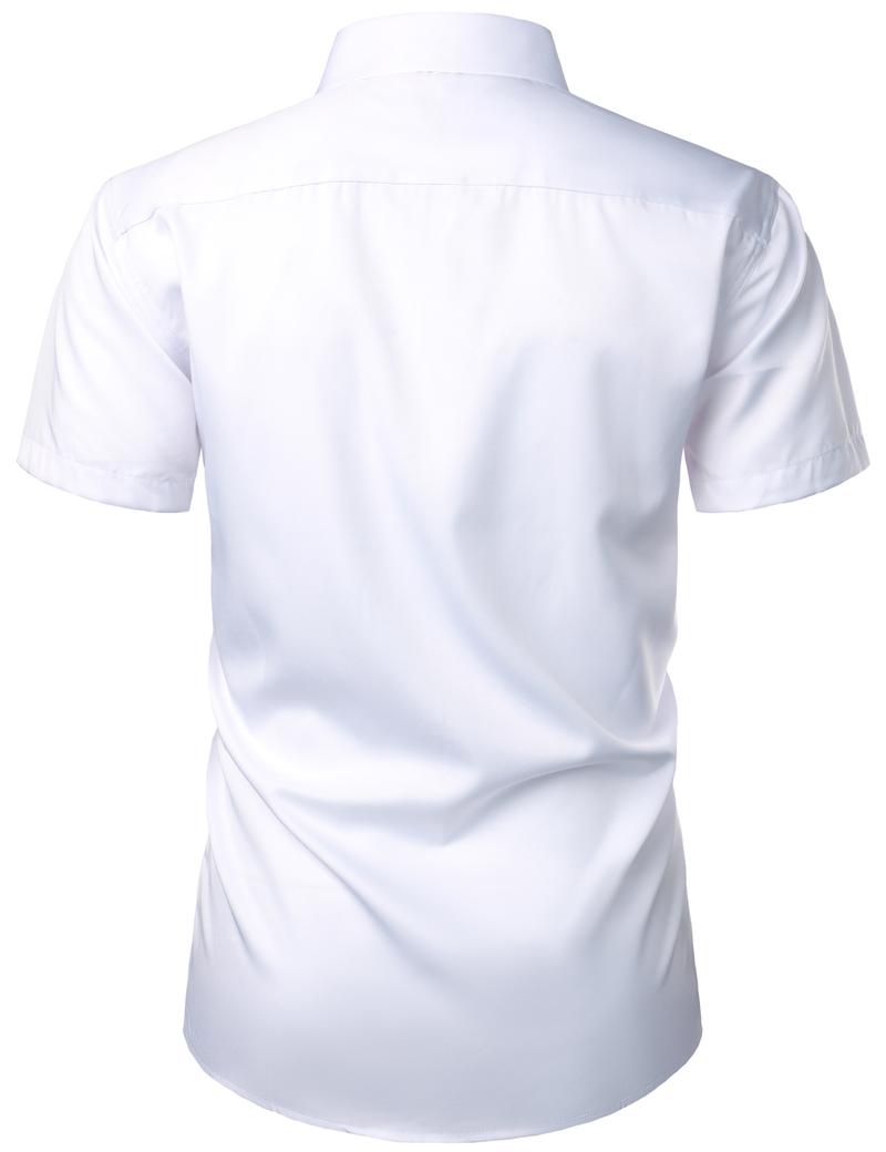 ZEROYAA Men's Urban Casual Stylish Slim Fit Short Sleeve Button Up Dress Shirt with Pocket Top Fabric summer outfits men Menswear Beige summer outfits men button shirt Plain Purple